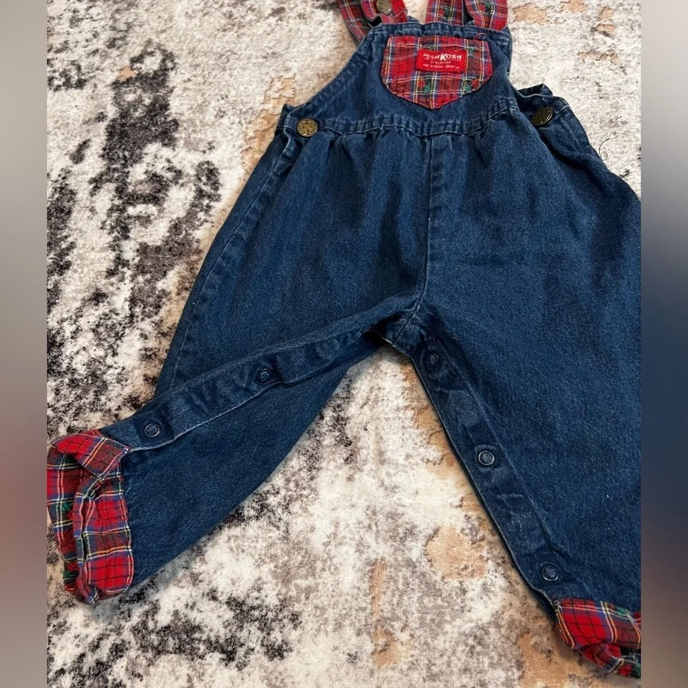 RARE Vintage OSHKOSH B'GOSH Denim Bubble Overalls 18 Month Girls USA Made